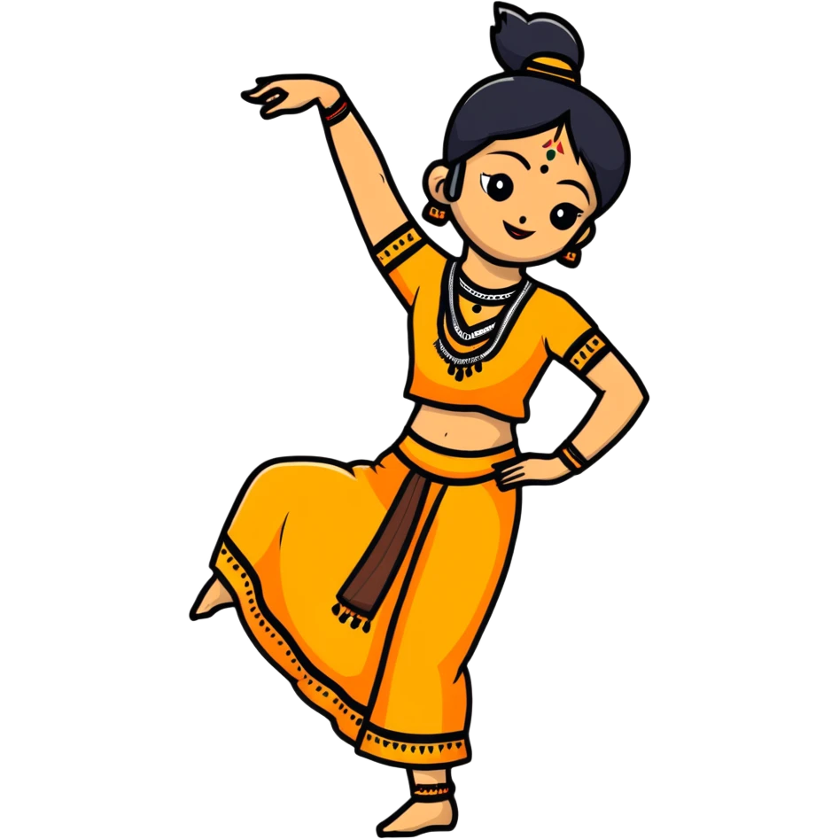 dancer in traditional Indian attire, mid-dance pose, vibrant colors emoji