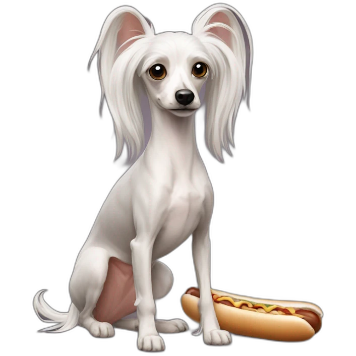 Chinese Crested hot-dog emoji