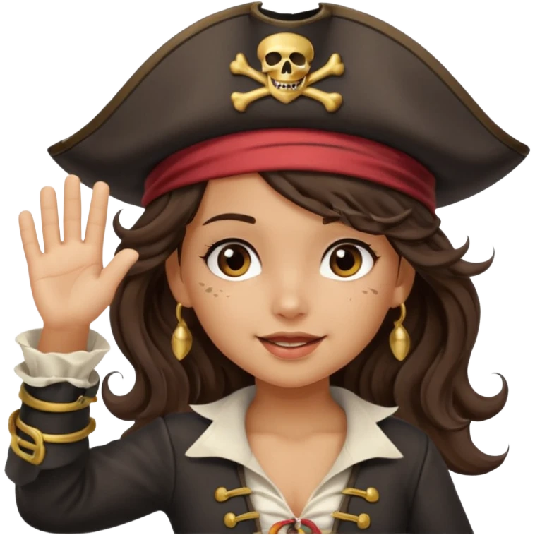 cute pirate girl wave salute emoji