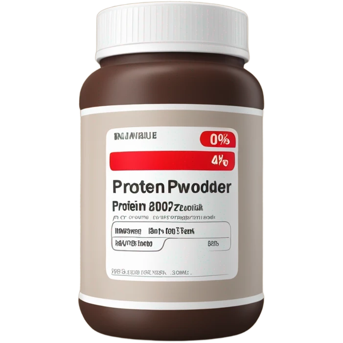 Protein powder dark bottle red label emoji