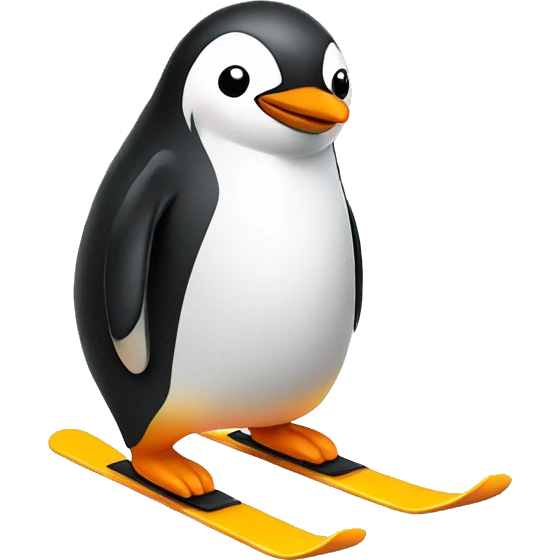 Cute simple penguin skiing  emoji