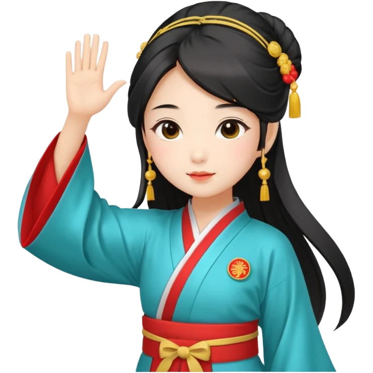 cute and sexy chinese girl in hanfu, saluting with respect emoji