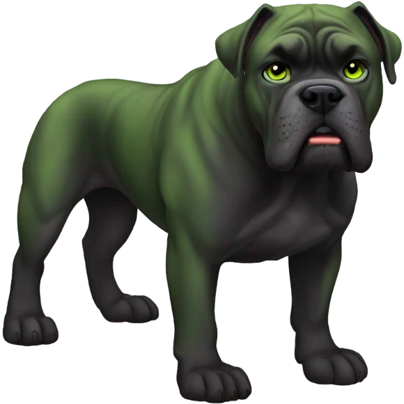 A green Cane Corso as “The Hulk.” emoji