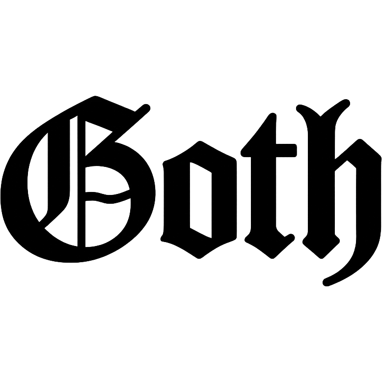 the word 'Goth' in classic blackletter gothic calligraphy, only text, no decoration emoji