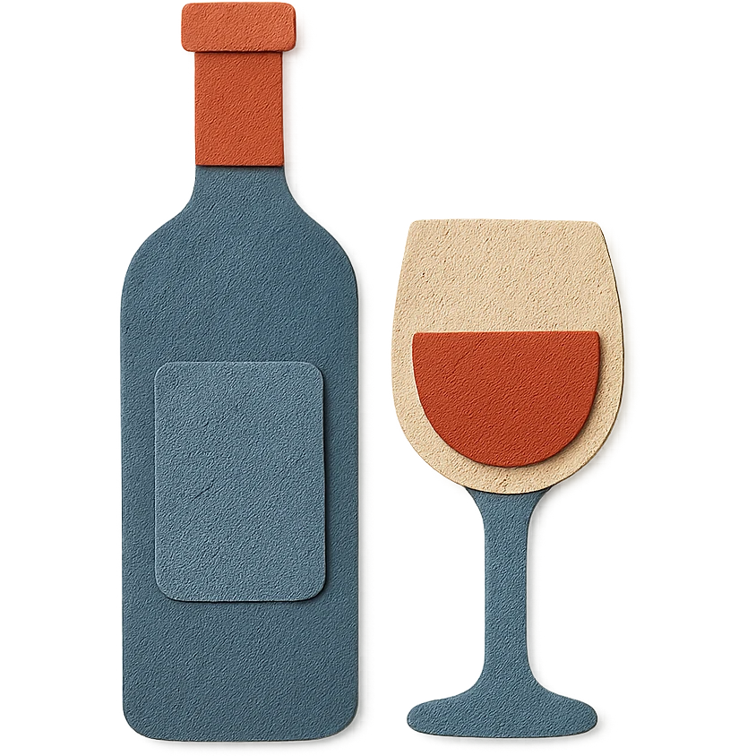 steel wine icon, regular wine glass with wine, paper craft style, no background emoji