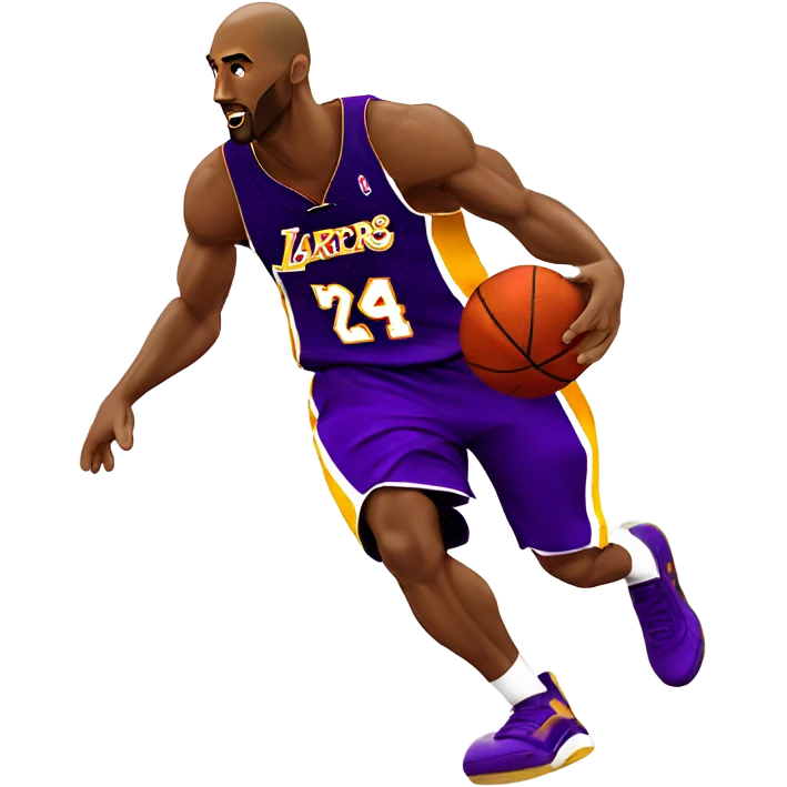 kobe bryant shooting the basket ball in a purple lakers jersey with the number 8 on it emoji
