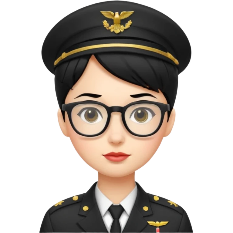 Black hair military secretary glasses nerd cute no hat no insignia emoji