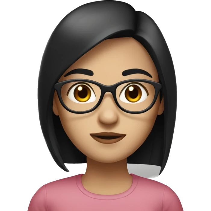 Girl with black straight hair, white skin, roundish glasses, brown eyes  emoji
