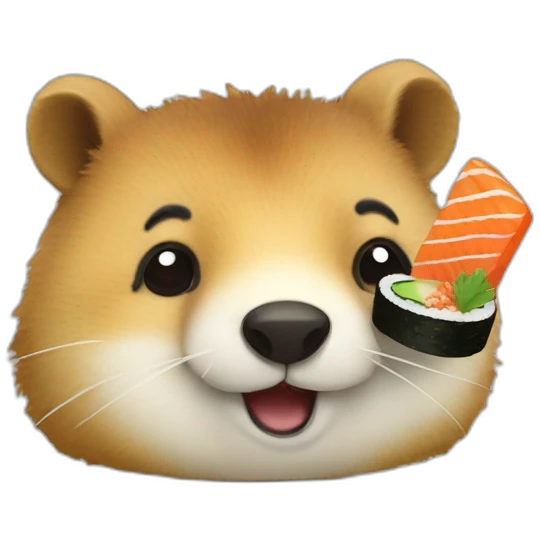 happy Quokka and sushi emoji