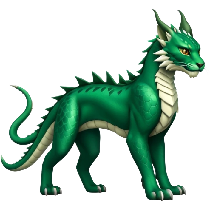 Dark-Green Dragon-type Fakémon-Lynx full body emoji