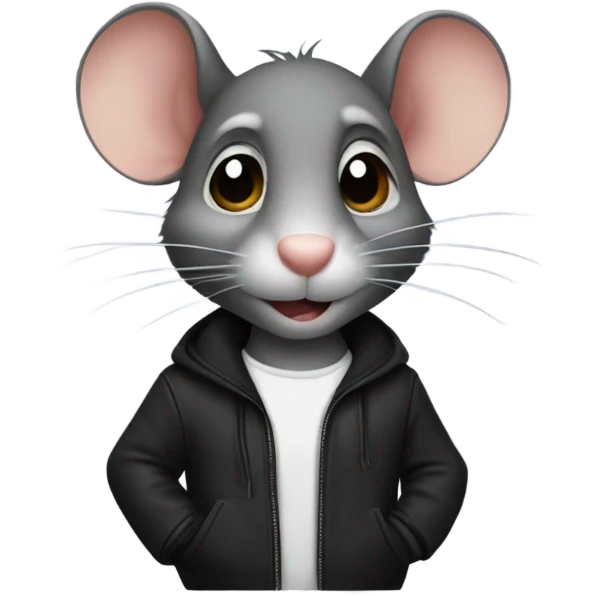 rat with one ear in black jacket emoji