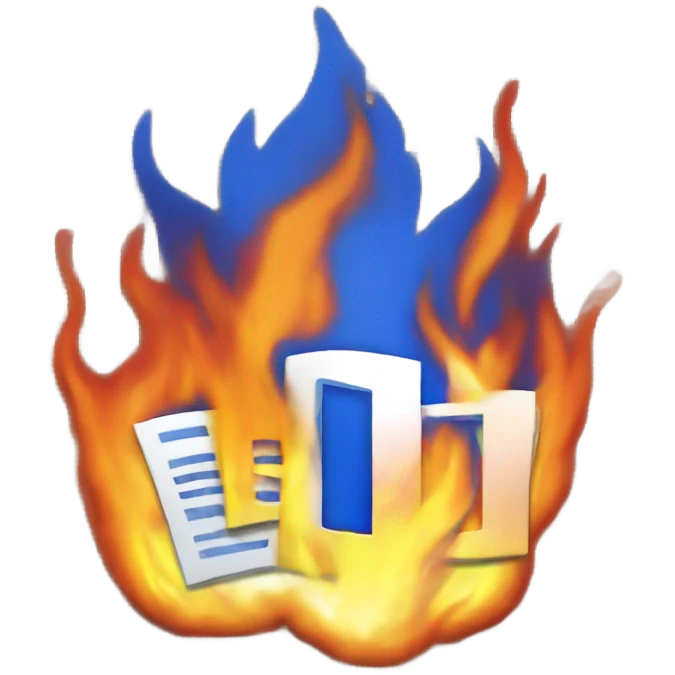 microsoft word logo on fire emoji