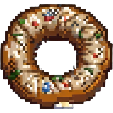 cute and simple aesthetic bagel in pixel art style emoji