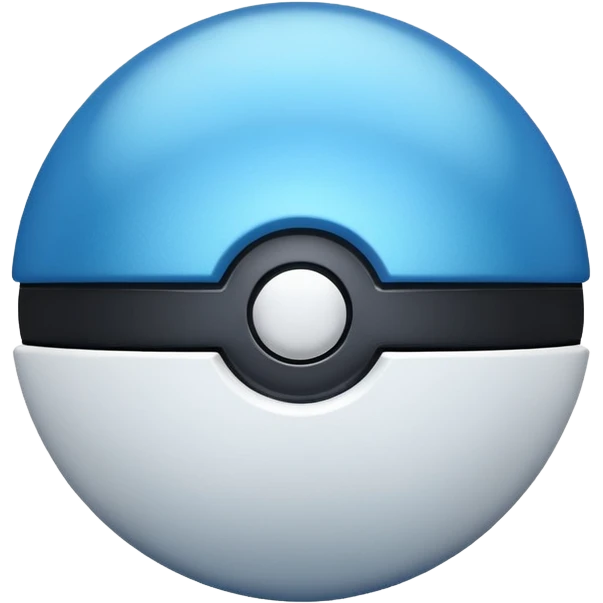 blue pokeball emoji, top half is a more saturated blue, bottom half is white, black stripe, with a metallic sheen emoji