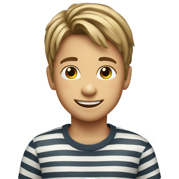 smiling boy in striped shirt emoji