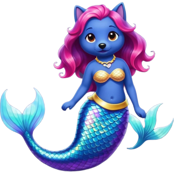 Dark dog with mermaid tail emoji