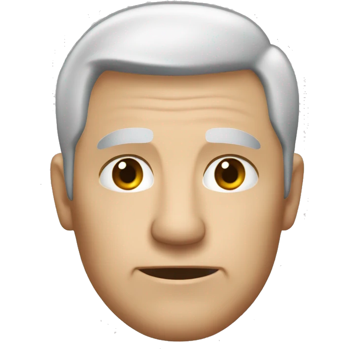 "Create a close-up image of the head of an older man with short silver hair, a calm yet serious expression, and smooth, defined facial features. The focus should be on the head, with no background or minimal details." emoji