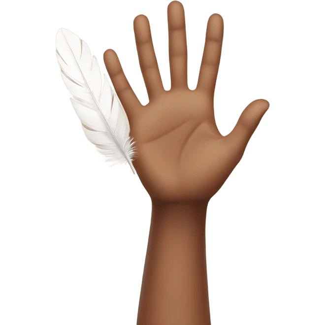 flying feather above brown female hand  emoji