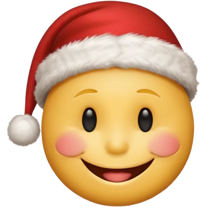 smiling smiley face with closed eyes in a red Christmas hat emoji