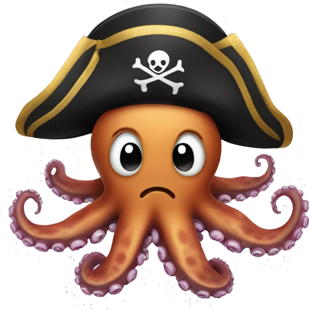 Octopus wearing pirate hat emoji