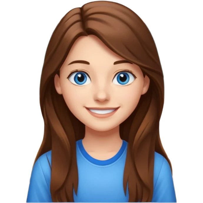 high school class room with a pretty female high school student with long brown hair, blue eyes emoji