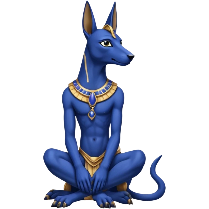 Ancient style lapis adorned rugged anubis young staged formally sitting posed  emoji