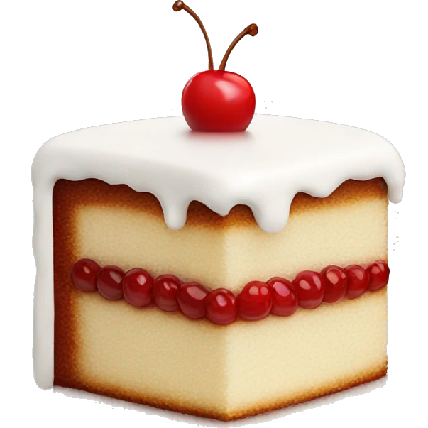 Red and white cake with one cherry on top emoji
