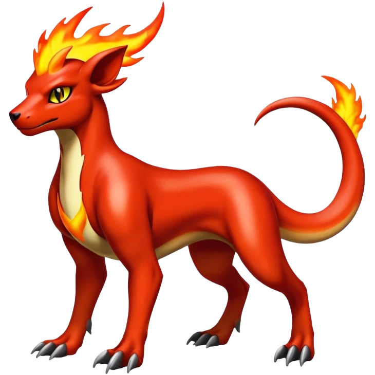 Badass cool shiny Houndoom-Charmeleon-Fakémon-hybrid-creature (full body)  emoji
