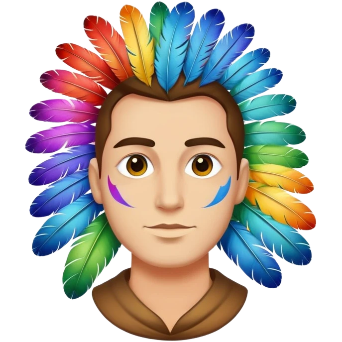 Man with bird feathers rainbow emoji