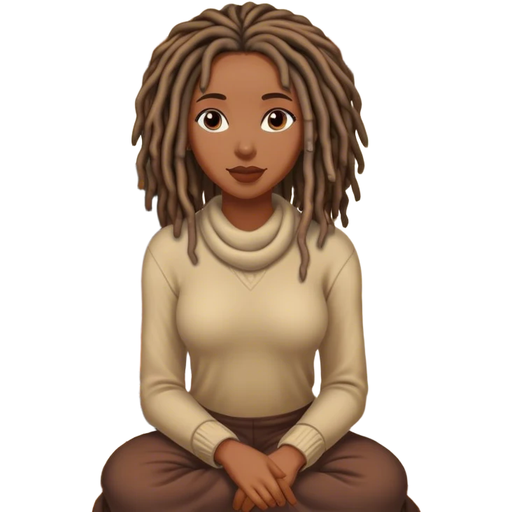 Black woman with locs near fireplace emoji