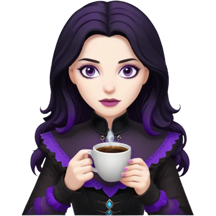 yennefer with purple eyes drinking coffee  emoji