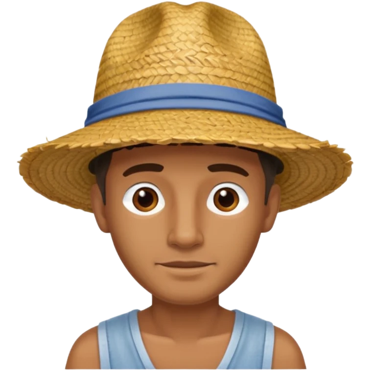 Visage. Homme Créole réunionnais ti jean chapeau paille savate  au pieds  emoji