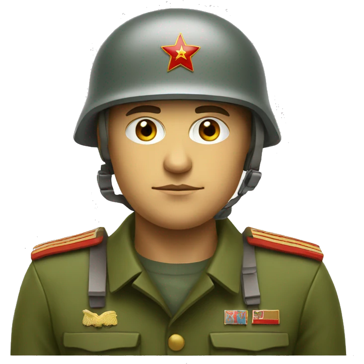 ussr soldier serious with military helmet emoji