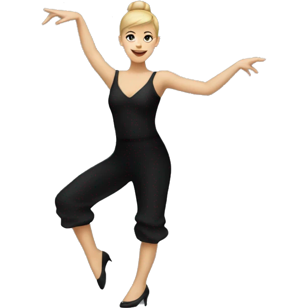 caucasian woman jazz dancer black attire emoji