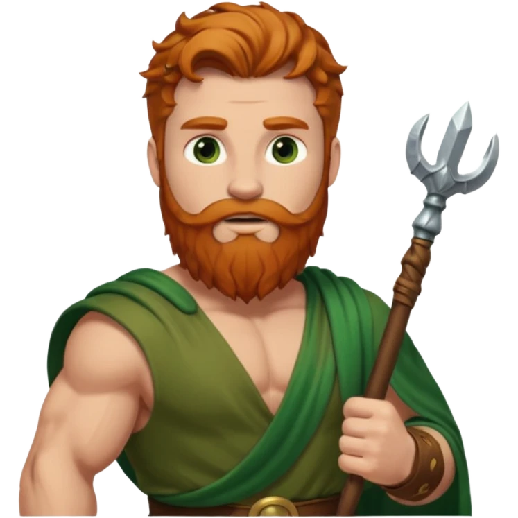 Hercules, Hero God from Rome Mythology with long ginger hair and beard, green and brown outfit emoji