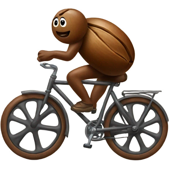 Coffee bean riding a bicycle  emoji