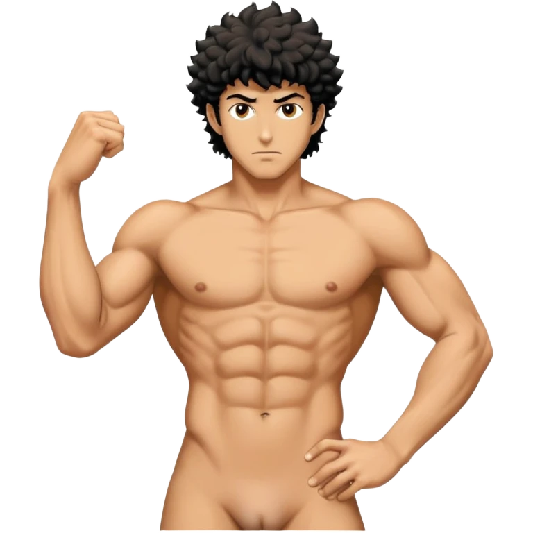 Spike Spiegel with a pumped up naked torso emoji