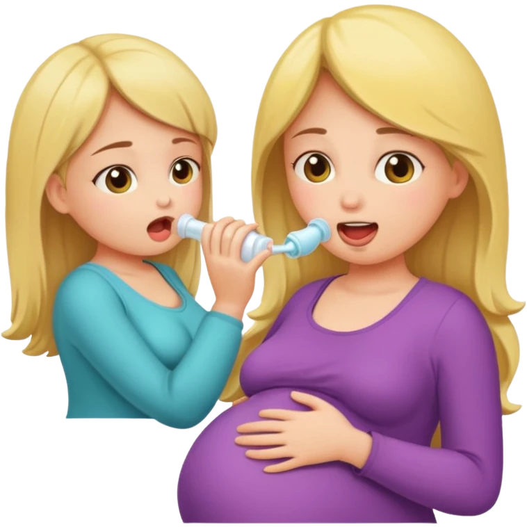 Pregnant women swallowing girl emoji