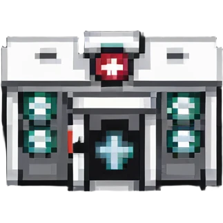 tiny simple hospital building icon with medical cross, modern colors, minimal details, small size emoji