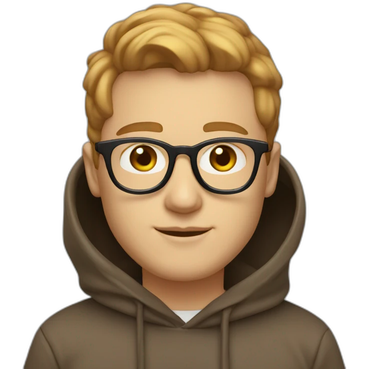 profile white male heart face light brown tapered hair with clear plastic glasses and hoodie emoji