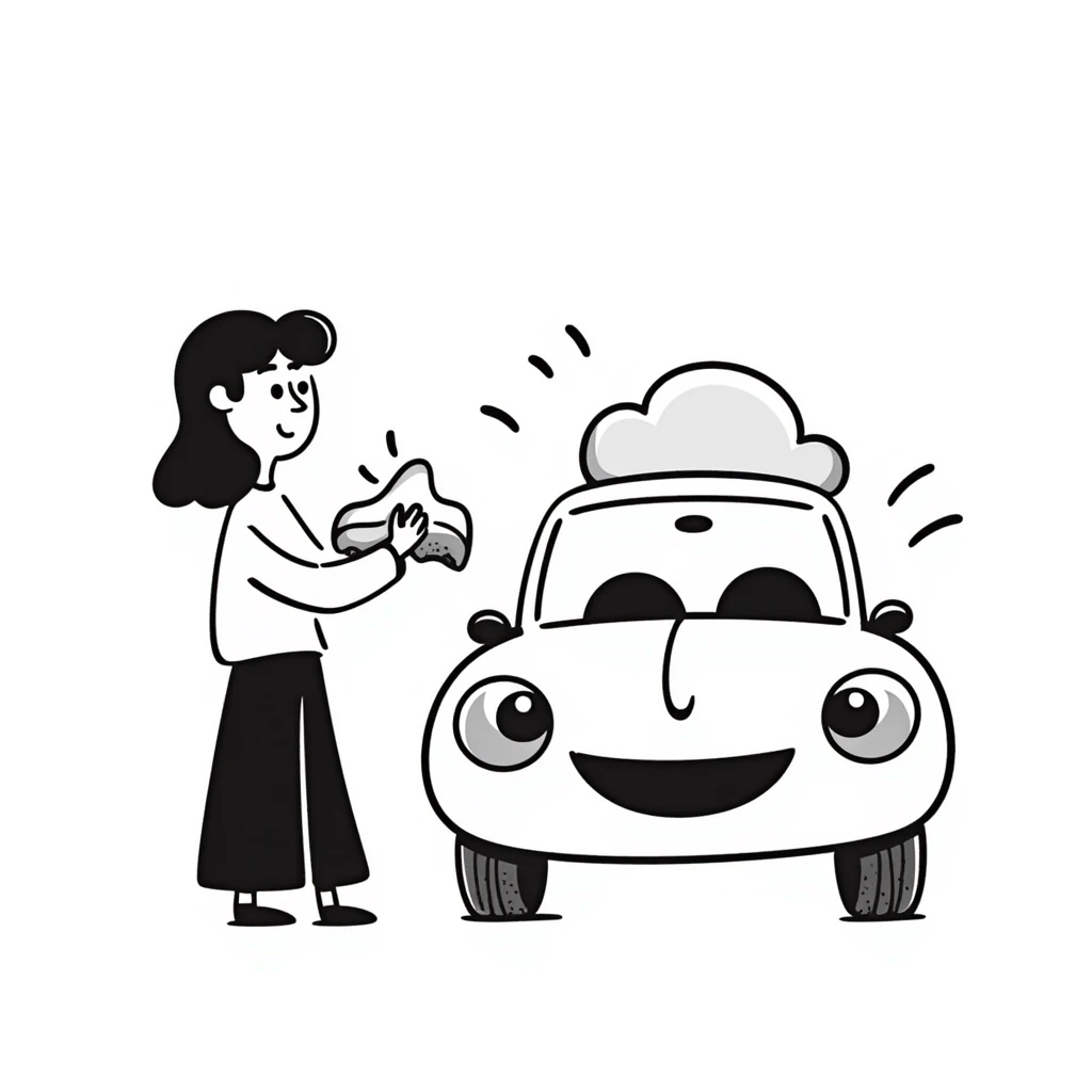 car wash scene with hand drawn doodle style emoji