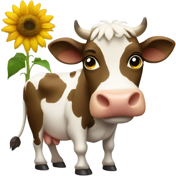 Cow holding a sunflower  emoji