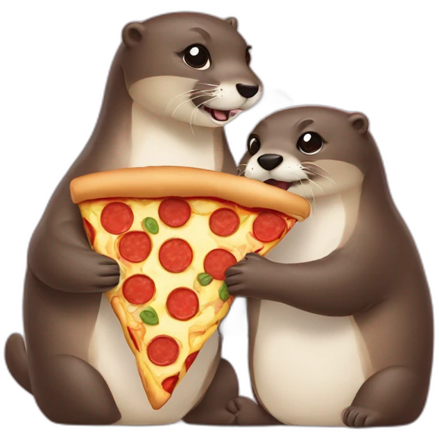 Two Otter eat pizza emoji