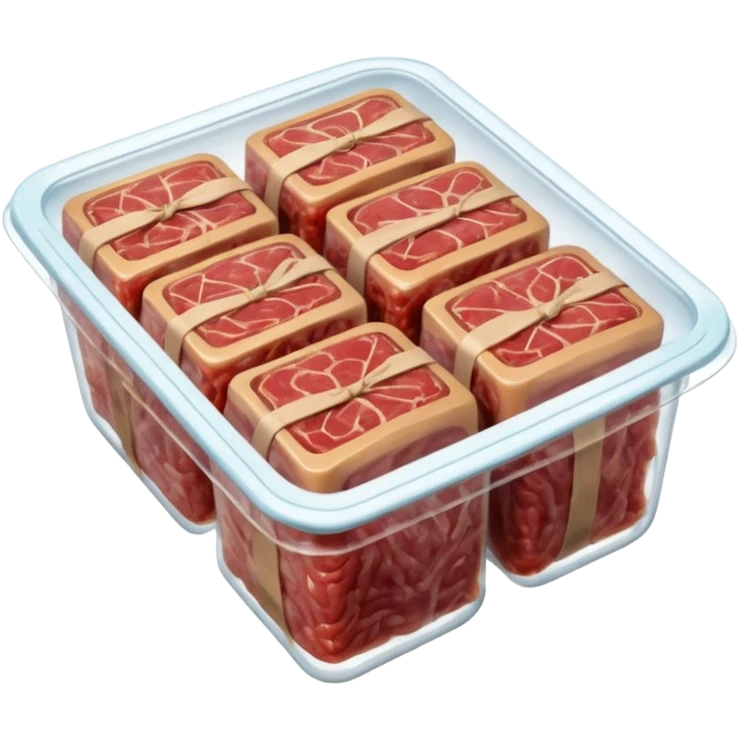 A 3D cartoon pack of minced meat wrapped in transparent plastic, supermarket-style packaging, top angleMemoji-style. emoji