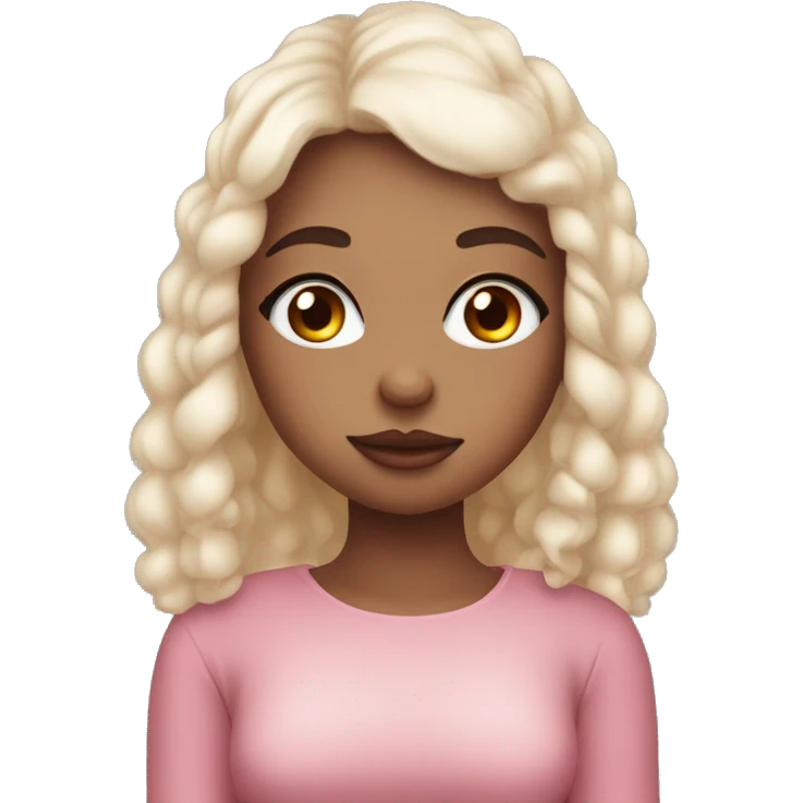 A girlie girl with nice lashes and big eyes, pouty lips with blush but natural animated ai , using her both hand do make a love symbol and saying sarange emoji