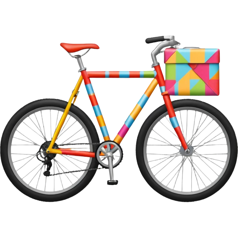 Bike wrapped in wrapping paper emoji