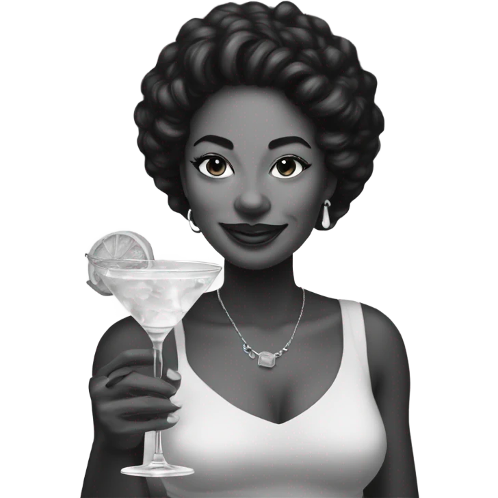 monochrome portrait of Keisha with a cocktail emoji