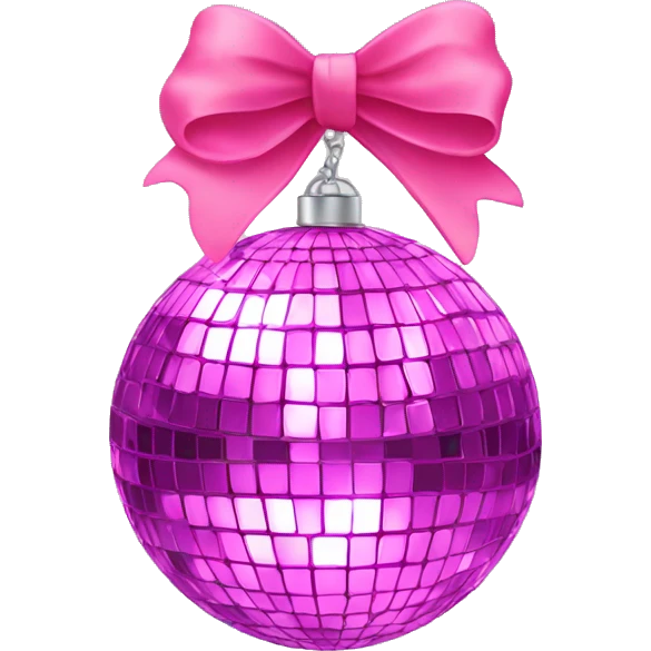 Disco ball with pink bow emoji