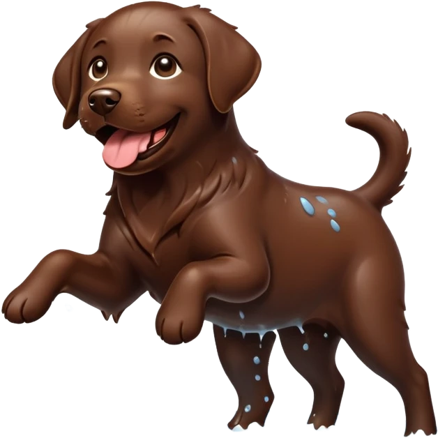 Chocolate Labrador bathes emoji