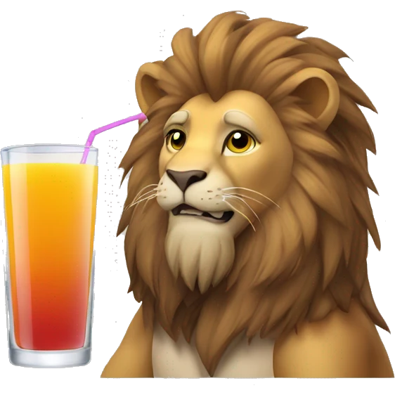Lion whis a glass of juice  emoji
